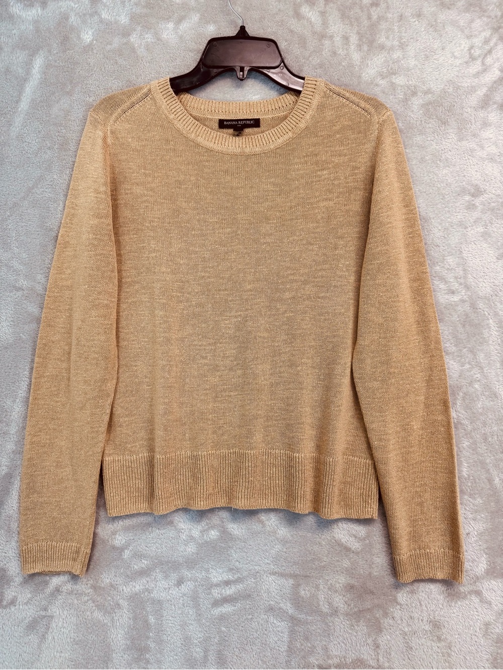 Banana Republic ramie-blend crewneck lightweight sweater beige/tan tone Size M/L